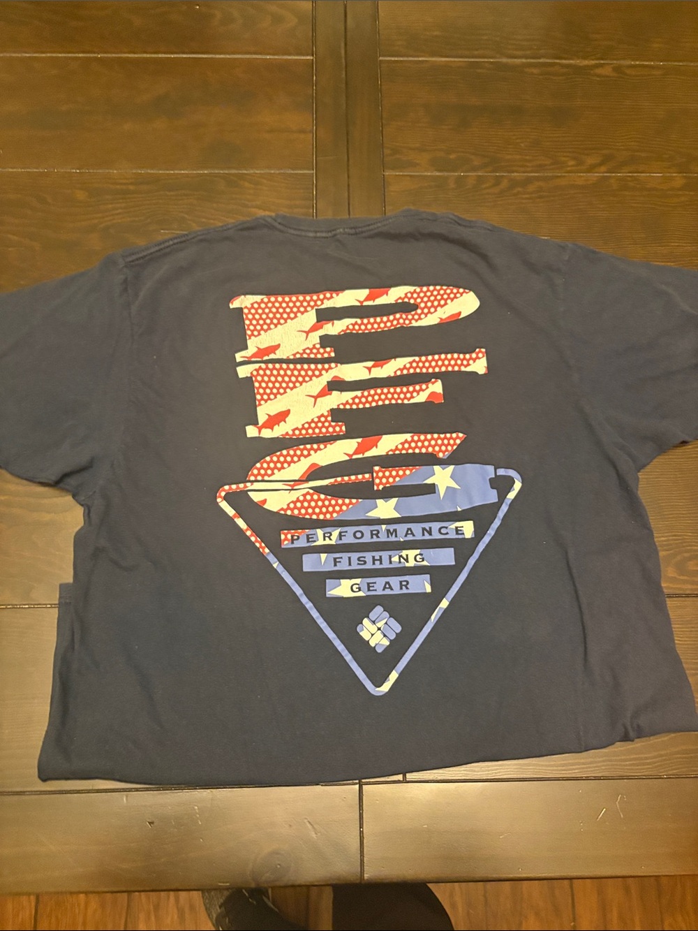 Columbia Navy Short Sleeve Tee with Patriotic Graphic